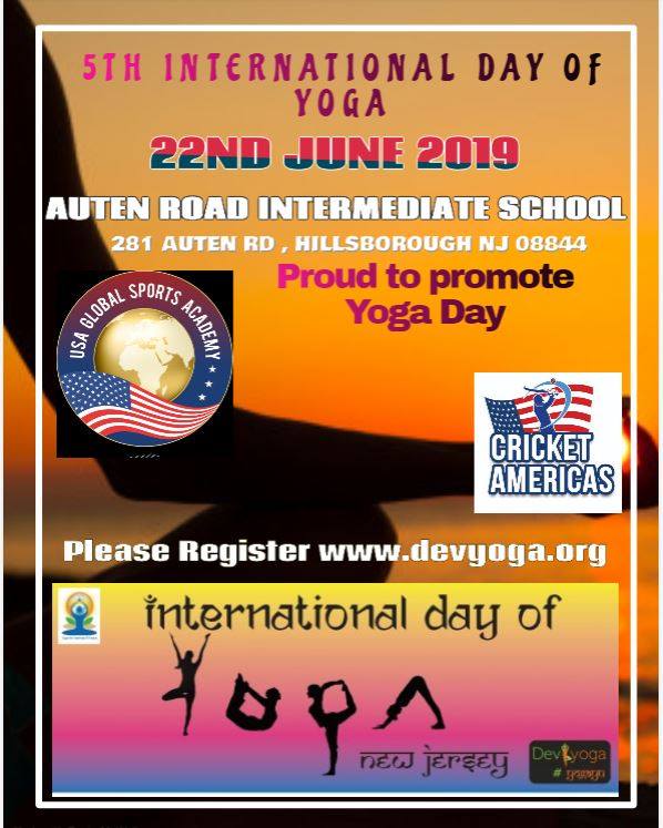 American Youth Premiere Cricket League proudly support the the 5th International Day of Yoga in Hillsborough,NJ 08844